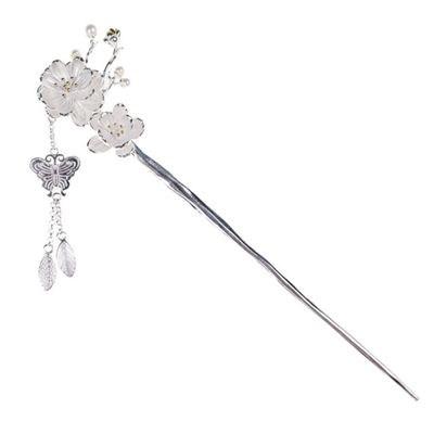 Classic Alloy Hair Stick with Plum Blossom and Tassel