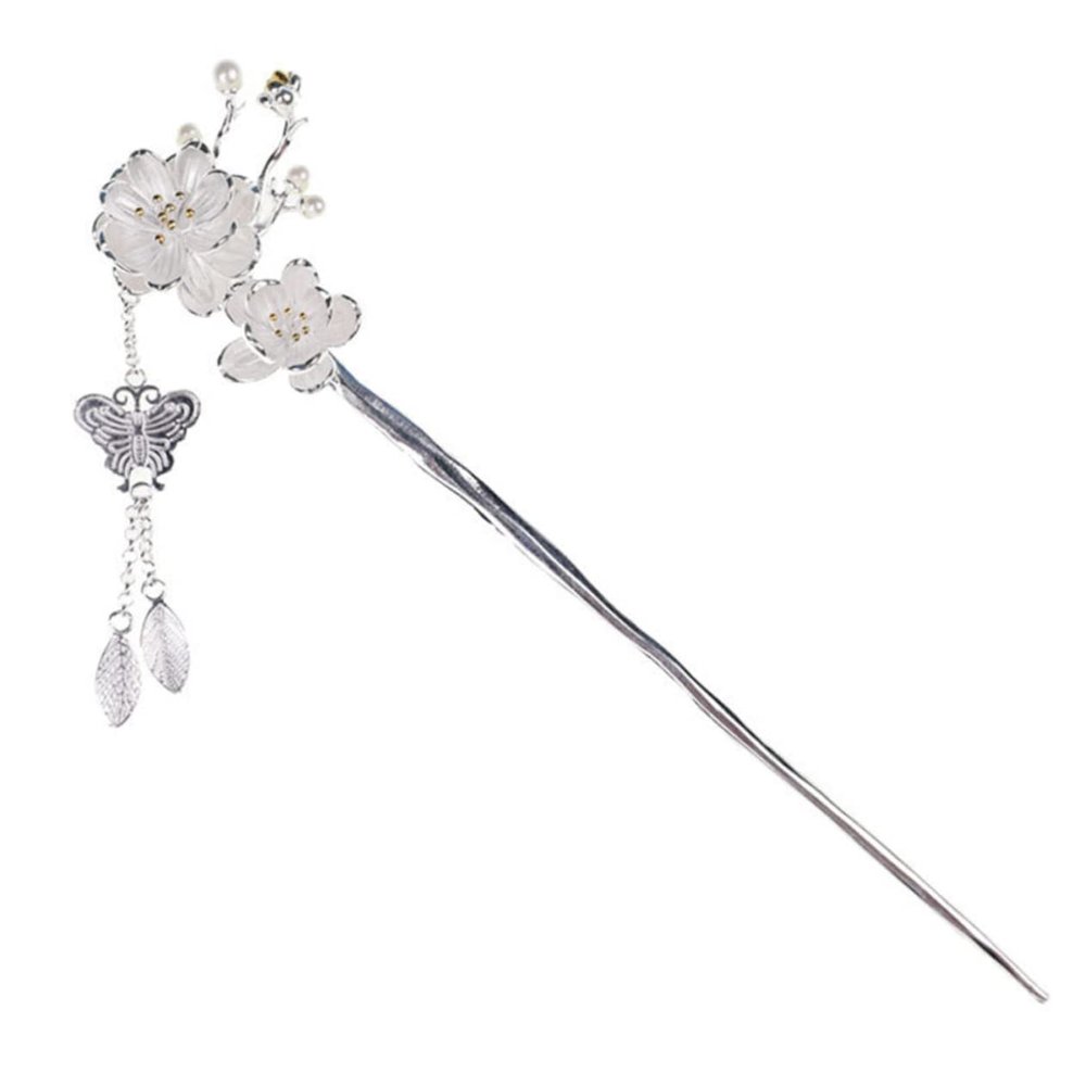Classic Alloy Hair Stick with Plum Blossom and Tassel
