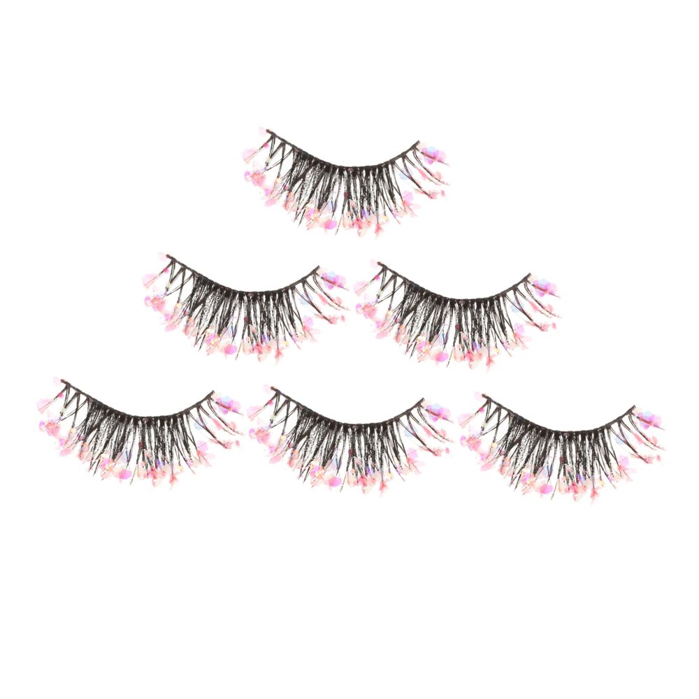 GANAZONO 3 Pairs of Glitter False Eyelashes, Synthetic Fibers, Fashionable and Delicate for Dates, Nights, and Birthday Makeup