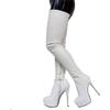 SPONYBORTY Women's Sexy Stretch Over-the-Knee Stiletto Boots, White, EU 37 view 1