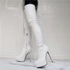 SPONYBORTY Women's Sexy Stretch Over-the-Knee Stiletto Boots, White, EU 37 view 3
