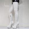 SPONYBORTY Women's Sexy Stretch Over-the-Knee Stiletto Boots, White, EU 37 view 4