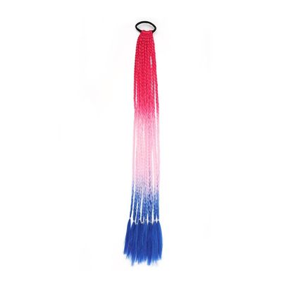 1 x Colorful Braided Ponytail Hair Extension, 61 cm, Synthetic Braids with Elastic Band, for Women and Girls (P48)