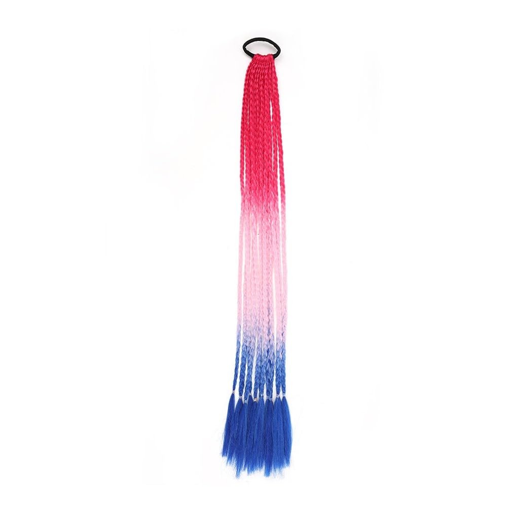 1 x Colorful Braided Ponytail Hair Extension, 61 cm, Synthetic Braids with Elastic Band, for Women and Girls (P48)