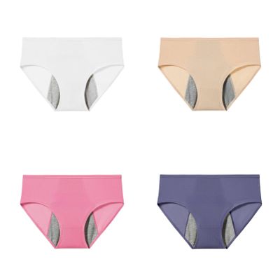 Women’s High-Waisted Cotton Mesh Leakproof Period Underwear, C1, 4-Pack, 5XL