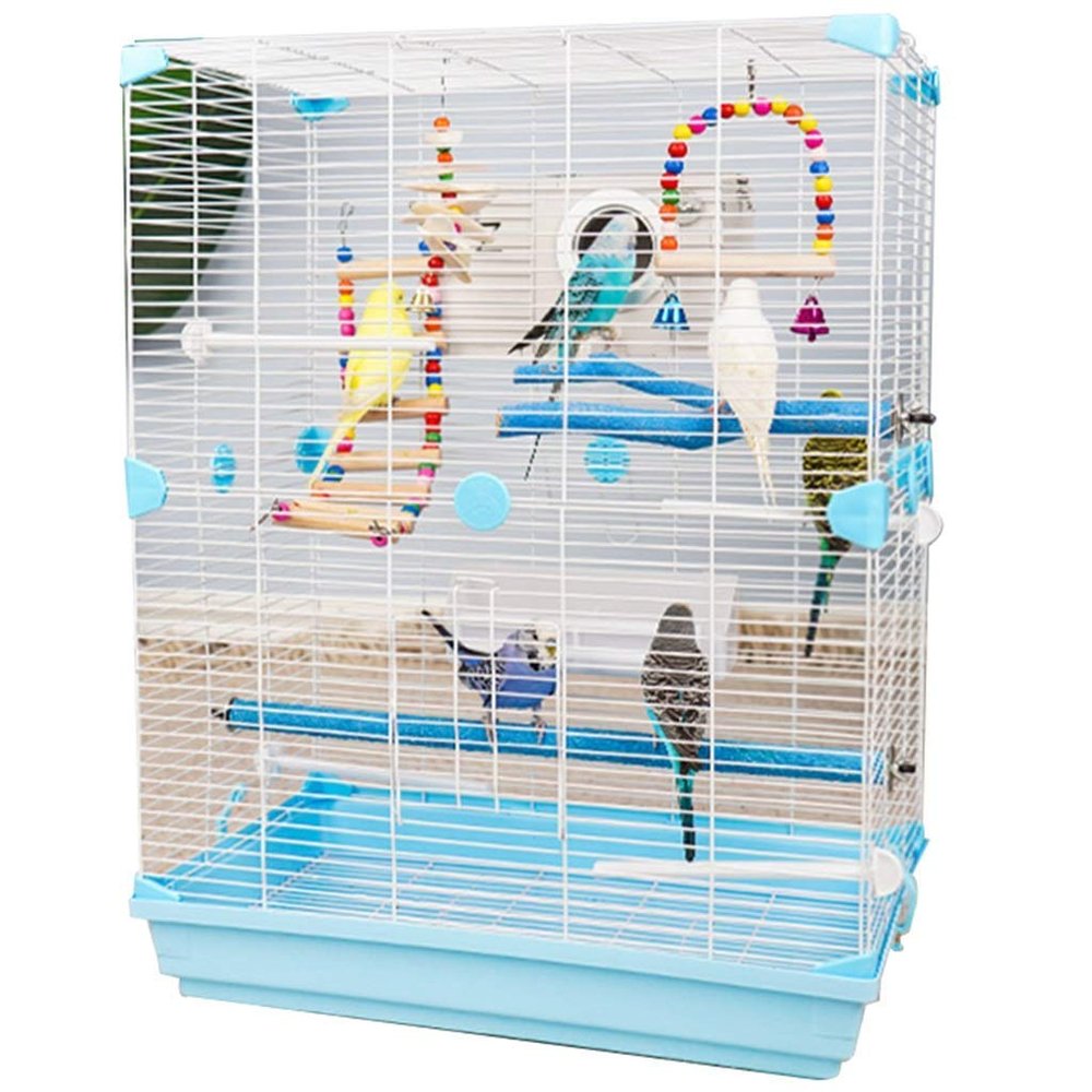 Blue Iron Bird Cage for Parrots, Lovebirds, and Budgerigars