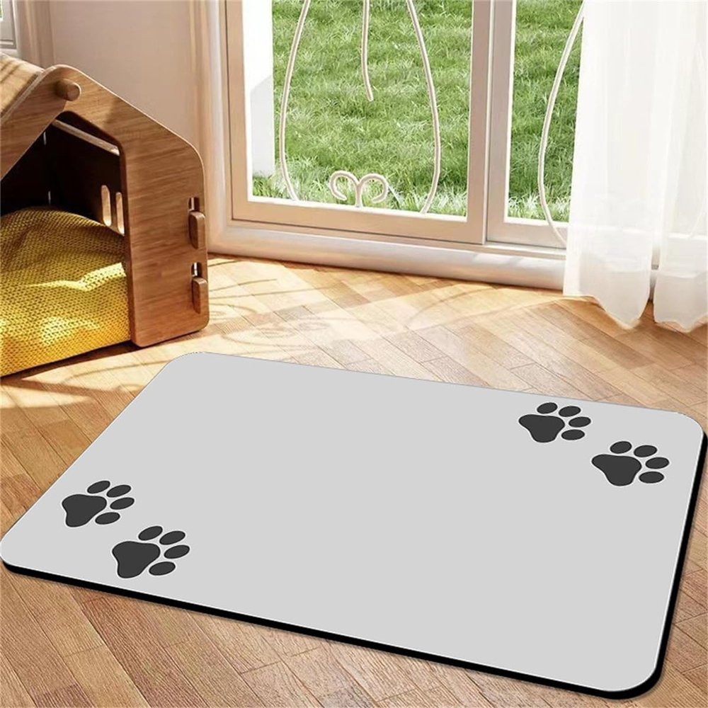 Surwin Diatomaceous Earth Pet Feeding Mat, Light Gray, 24 x 60 cm