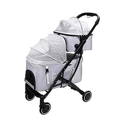 High-Quality Double-Decker Pet Stroller for Two Cats or Dogs