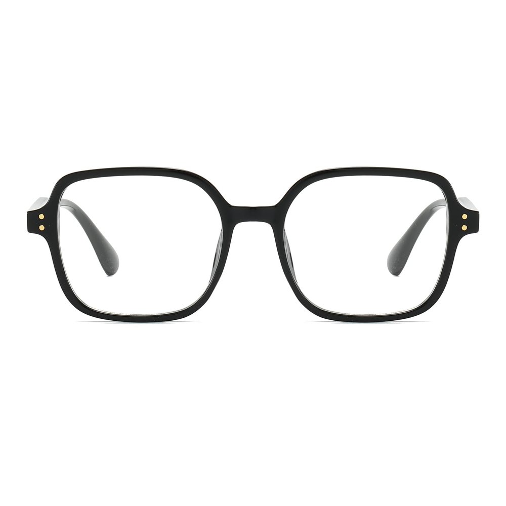 LJCZKA Square Retro Blue Light Blocking Glasses for Men and Women, Clear Lenses, Black/Clear