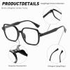 LJCZKA Square Retro Blue Light Blocking Glasses for Men and Women, Clear Lenses, Black/Clear view 4