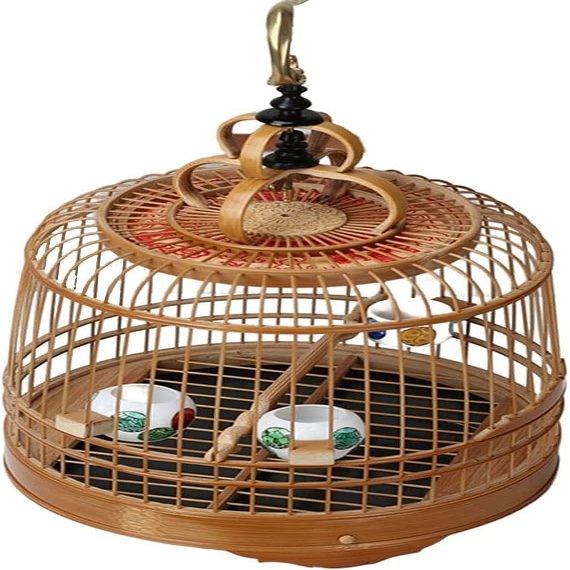 Parrot Flight Cage, Hanging Round Bird Cage with Drawer