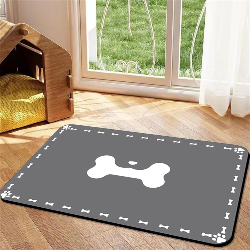 Surwin Pet Feeding Mat - Bone Pattern (Gray 1.30x40cm)