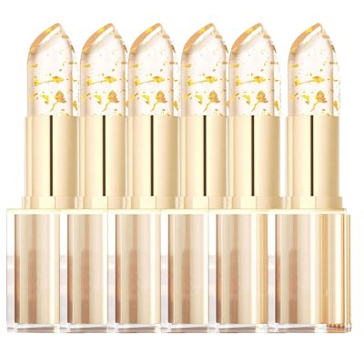 Color-Changing Lipsticks, Transparent Long-Lasting Moisturizing Lip Balm with Gold Foil for Women, 6-Piece Set