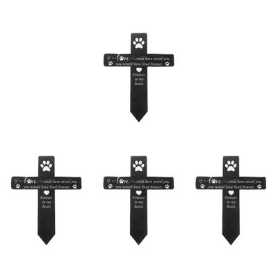 Kisangel 4-Piece Acrylic Pet Memorial Grave Marker Signs, Black