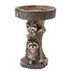 Bamberg Stylish and Cute Resin Water Basin with Raccoons, Outdoor Bird Bath and Garden Patio Decor view 1