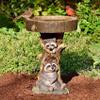 Bamberg Stylish and Cute Resin Water Basin with Raccoons, Outdoor Bird Bath and Garden Patio Decor view 2