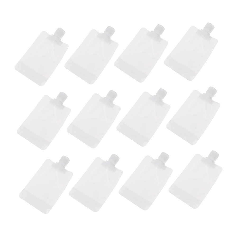 GANAZONO 12-Piece 100 mL White Refillable Cosmetic Squeeze Bags with Nozzles