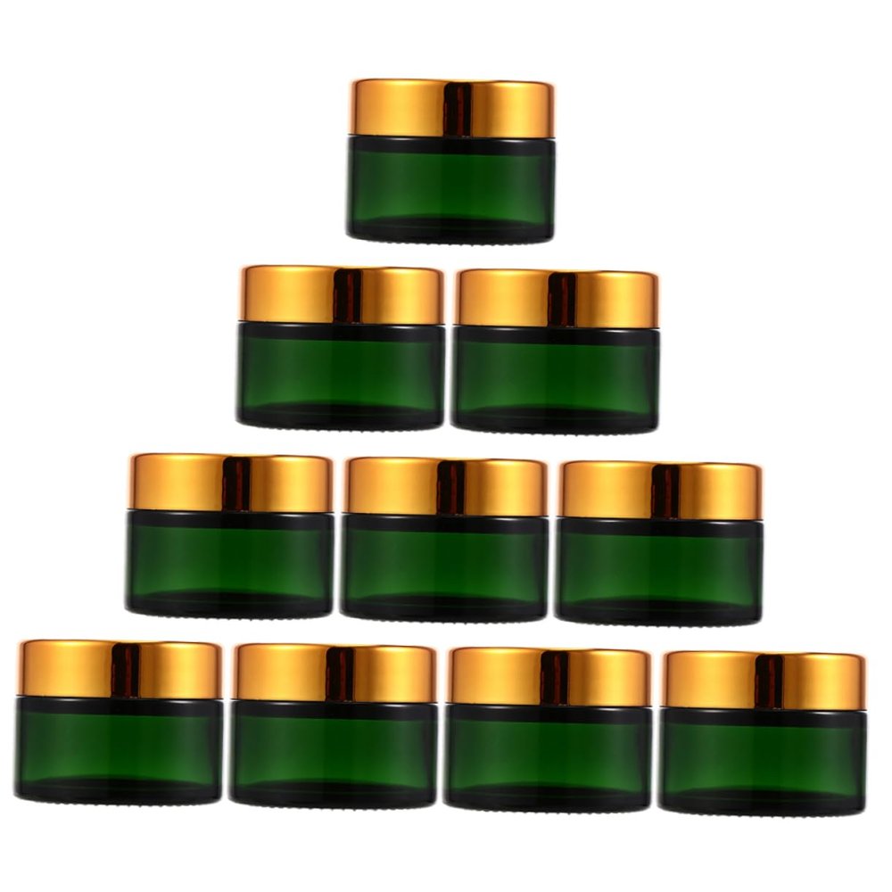 GANAZONO Glass Ointment Jars, 10-Pack, 30 g, Refillable, Portable, Sunlight-Blocking