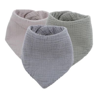 ERINGOGO 3-Piece Adjustable Cotton Bandana Bibs for Toddlers, Pastel Green