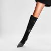 WOkismD 10 cm Pointed Rhinestone Stiletto Ultra-High Heel Side-Zipper Fashionable Large-Size Women's Long Boots, Black, EU 35 view 2