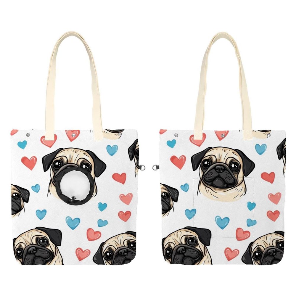 Cute Cartoon Pug Pet Canvas Shoulder Carrier
