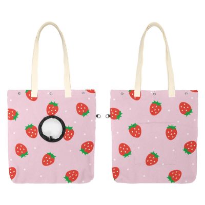 Show Head Pet Canvas Shoulder Bag, Strawberry Pattern