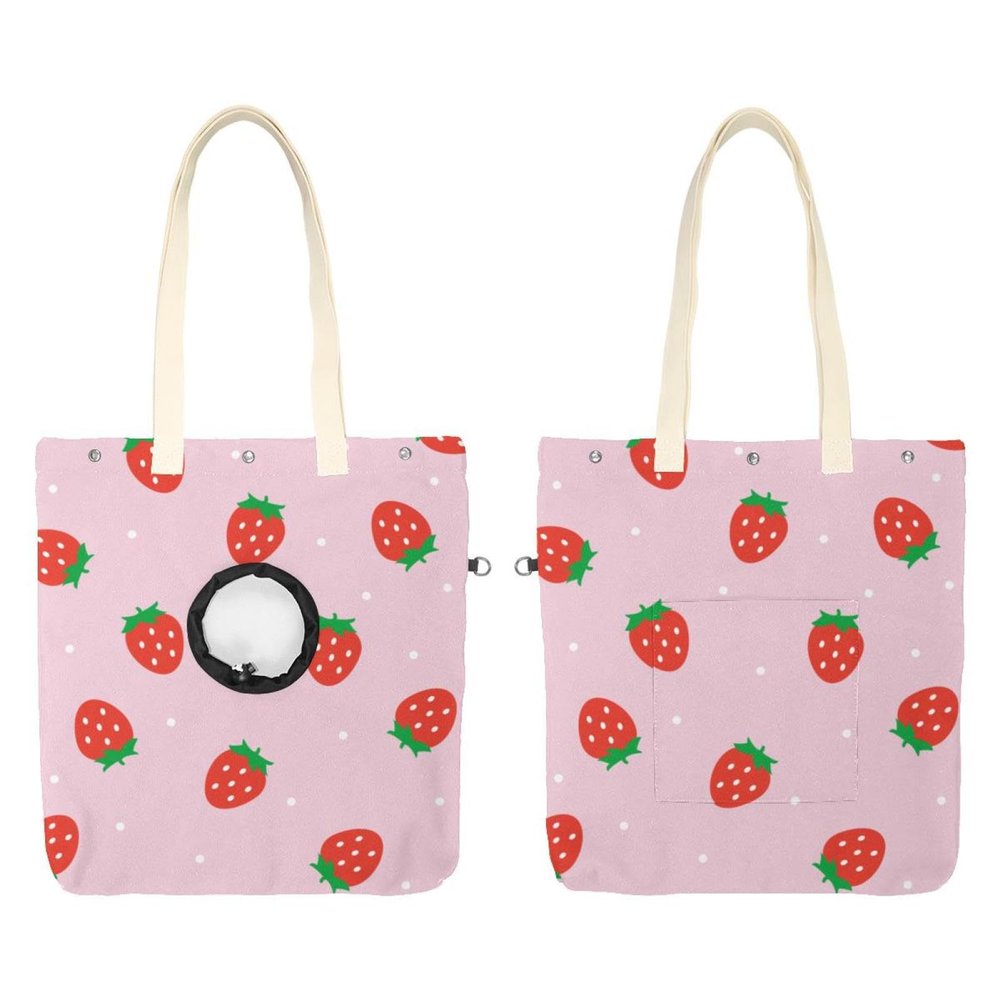 Show Head Pet Canvas Shoulder Bag, Strawberry Pattern