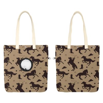 Canvas Shoulder Carrier for Small Dogs and Cats, Cowboy Horse Design