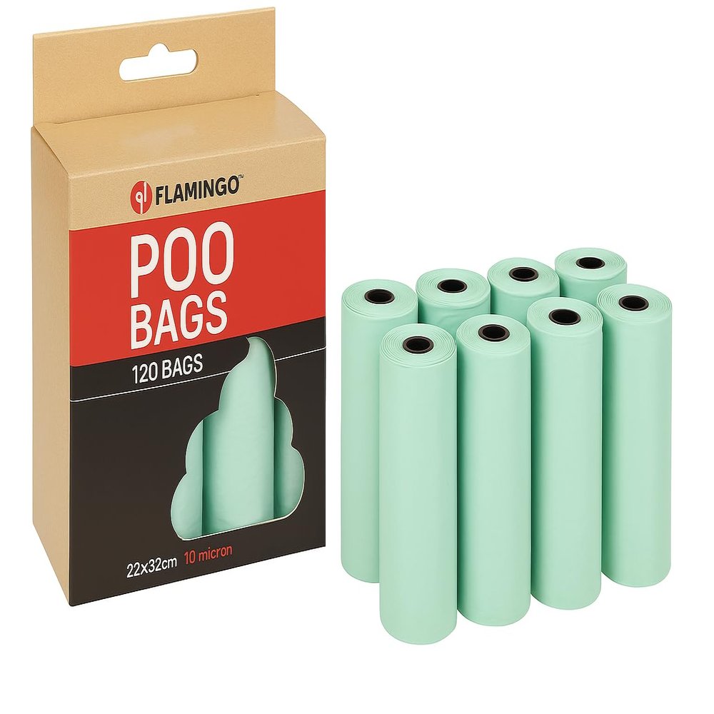 Dog Waste Bags 120 pcs 22x32 cm Flamingo Pastel Green