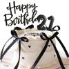 Happy Birthday Cake Decorations with Satin Ribbon and Number 21 Birthday Candle, Cake Decor for 20th Birthday, Girls and Boys view 1