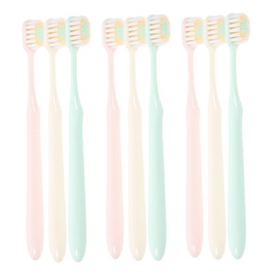 ULTECHNOVO Soft Plastic Toothbrushes for Adults, 9-Piece Set, Wide Slim Brush Head, Gentle Gum Care