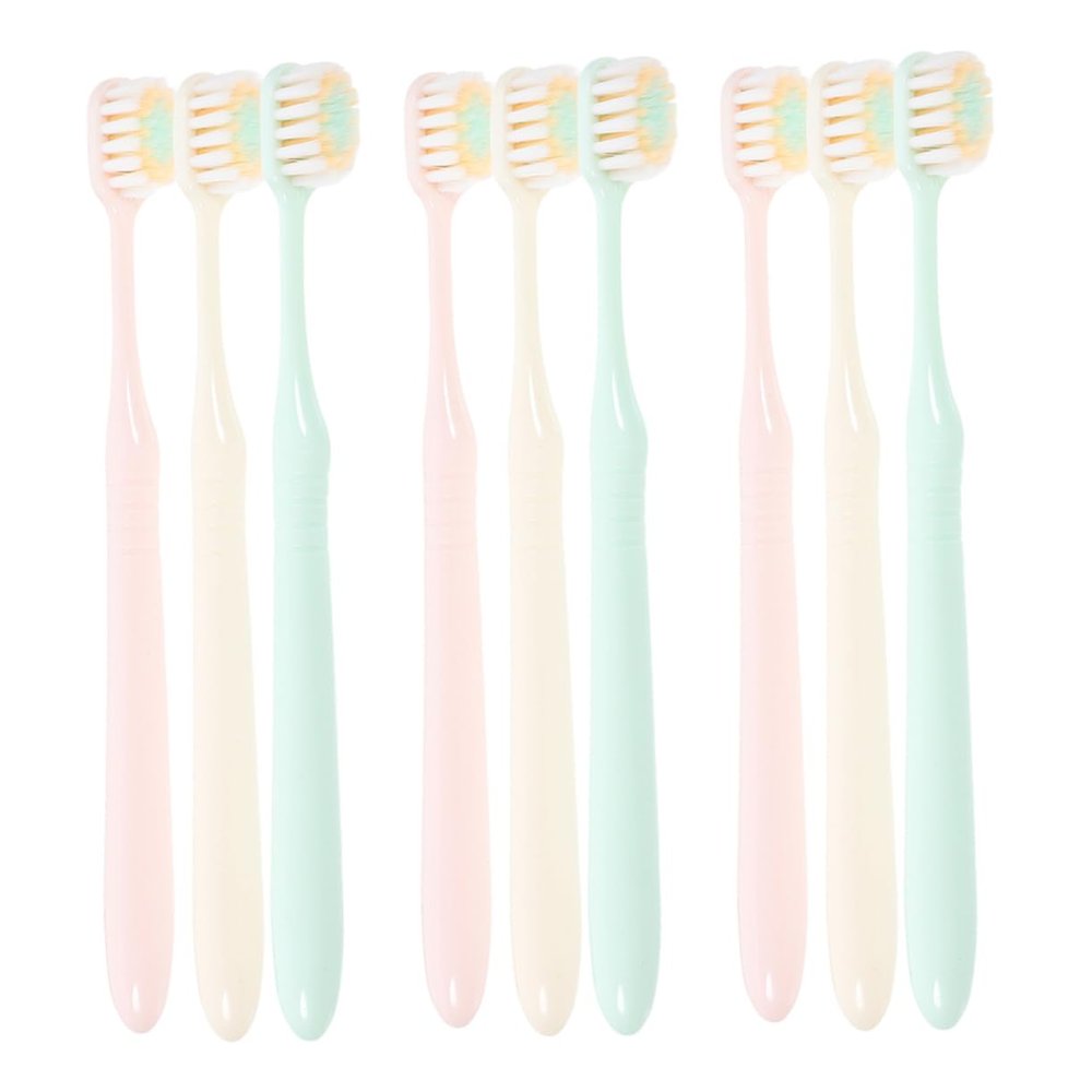 ULTECHNOVO Soft Plastic Toothbrushes for Adults, 9-Piece Set, Wide Slim Brush Head, Gentle Gum Care