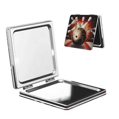 FJWSLCH Vintage Bowling Ball Double-Sided Makeup Mirror, 1X/2X Magnification, Mini Compact Mirror for Purse, Wallet, or Clutch