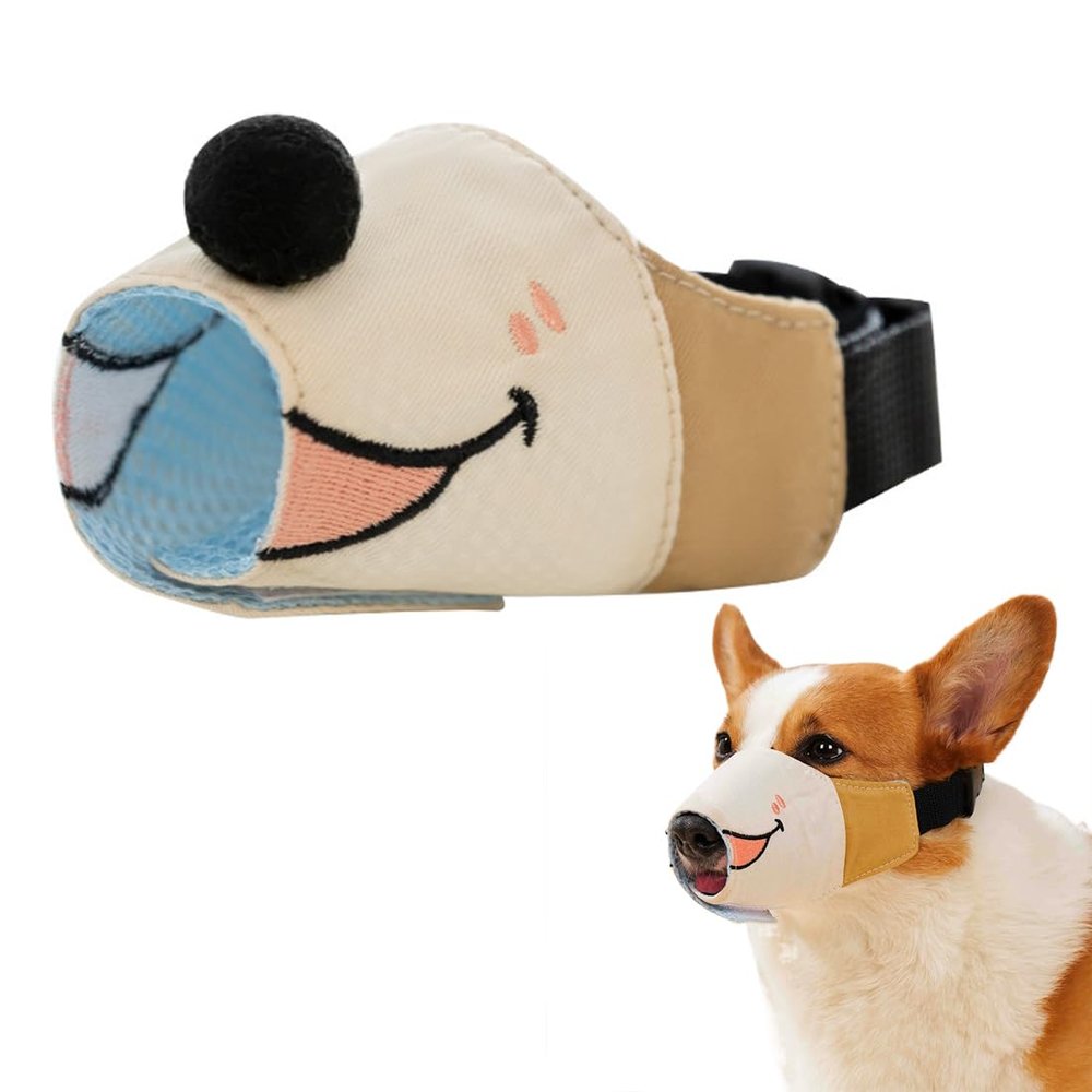 LONZIKP Dog Muzzle with Soft Hook-and-Loop Closure, Adjustable Strap and Breathable Mesh (L)