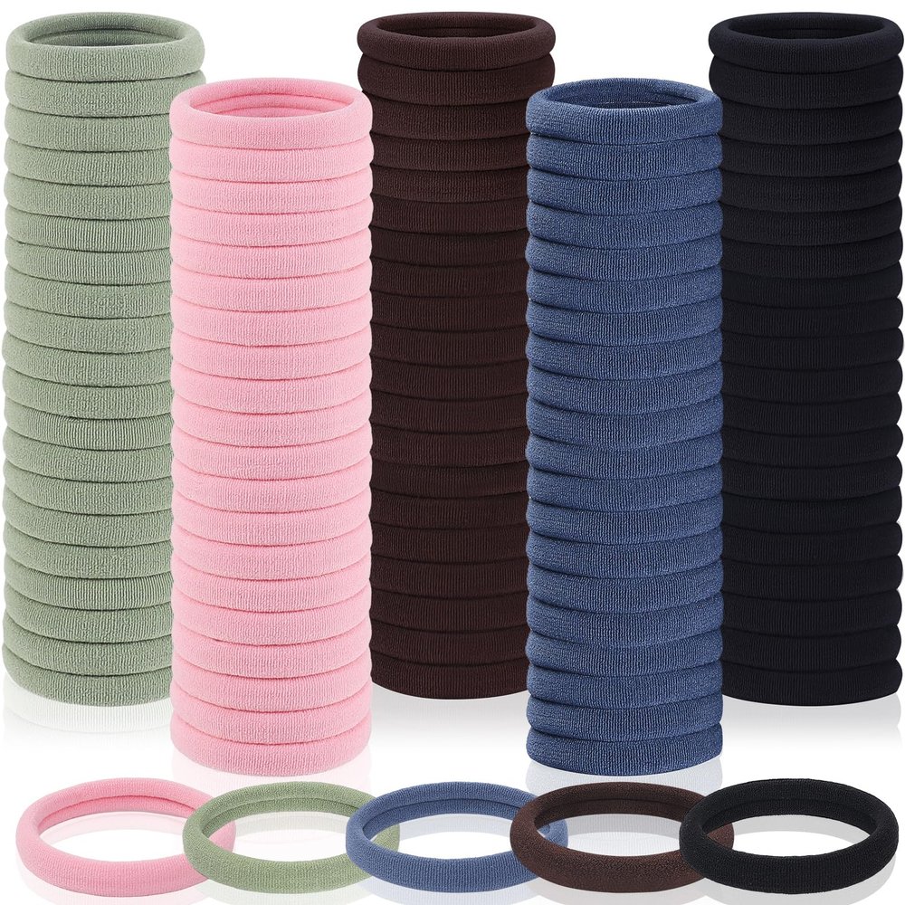 Seamless Elastic Hair Ties, 150 Pieces, 5 Colors, for Thick and Thin Hair