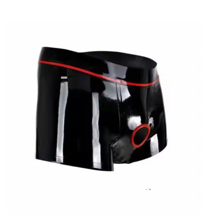LIXIAAOOKWEDG Pure Rubber Latex Black Knee-Length Boxer Shorts, S–XXXL, Club, Black, XXL