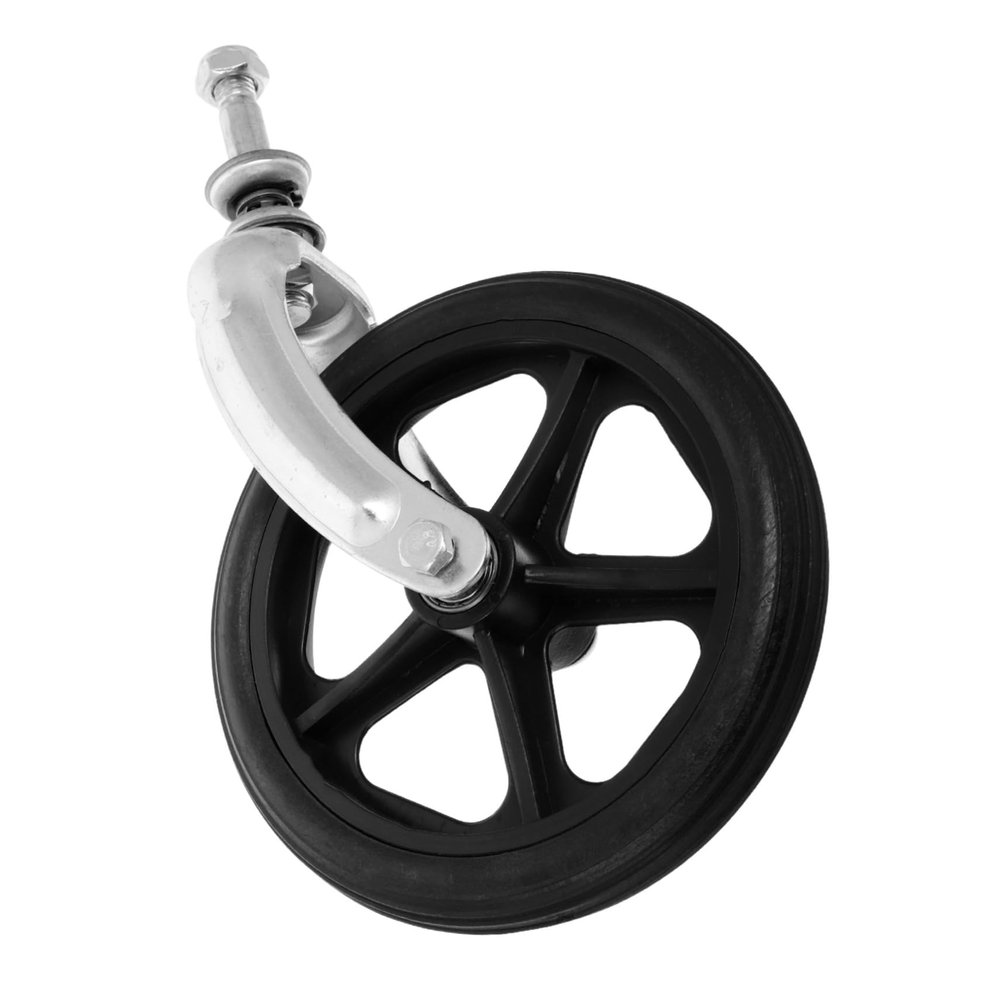 ERINGOGO Wheelchair Front Wheel with Metal Fork and Ball Bearing, Puncture-Proof Solid Rubber, for Wheelchairs and Garden Carts