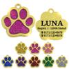Ibera Gifts - Engraved Dog Tag in Paw Shape, Perfect for Small to Medium Pets (Gold/Pink) view 1