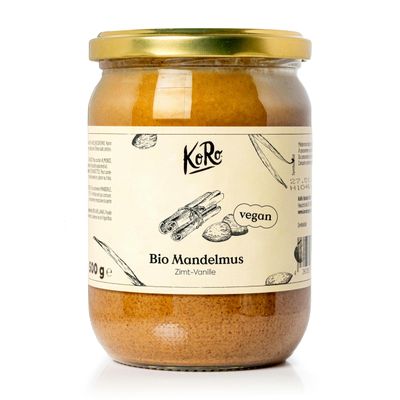 KoRo Organic Almond Butter with Cinnamon and Vanilla 500 g - Protein Source - Vegan - For Topping or Baking
