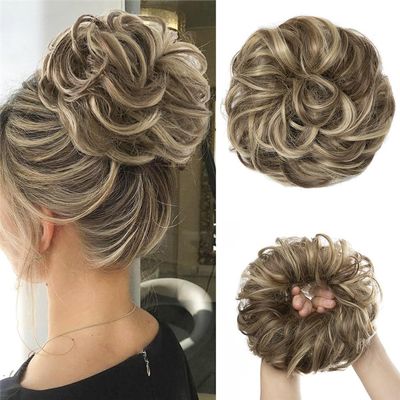 Matte Voluminous Synthetic Hair Bun for Women, White