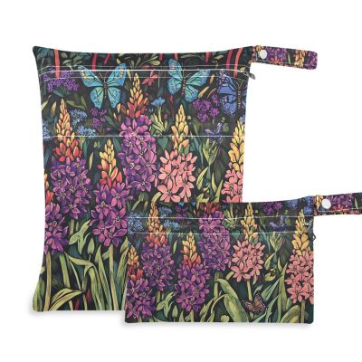 Reusable Baby Wet Bags, 2-Pack, Purple and Pink Hyacinth Flowers