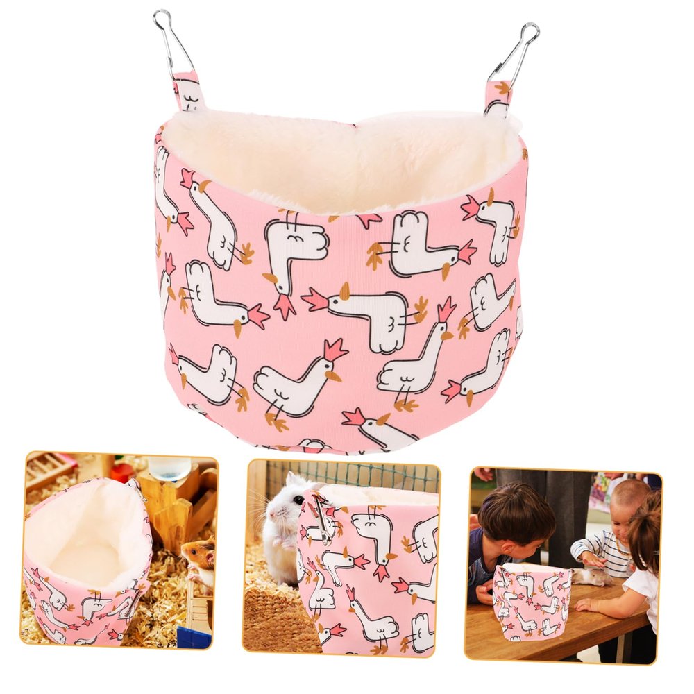 HANABASS Fabric Hammock for Hamsters and Parrots, Hanging Pet Bed, Pink