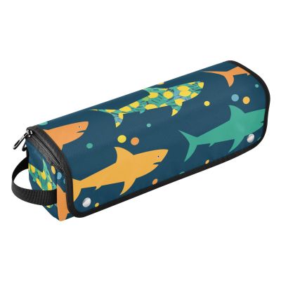 Seamless Colorful Shark Hair Styling Tool Bag with Heat-Resistant Mat