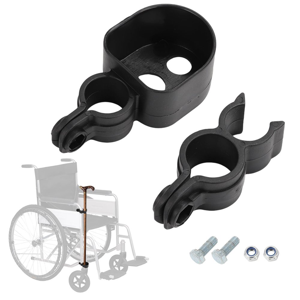 Wheelchair Cane Holder, Crutch Holder for Rollator and Wheelchair, Black