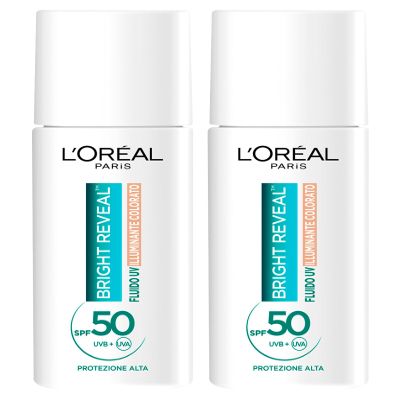 L'Oréal Paris Bright Reveal UV Face Fluid, SPF 50, Niacinamide, Light Tint, 2 x 50 mL