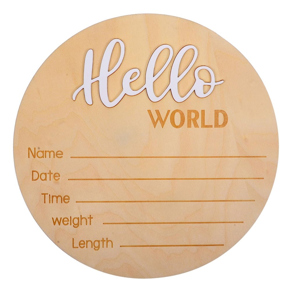 Round Wooden Baby Birth Announcement Name Sign