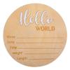 Round Wooden Baby Birth Announcement Name Sign view 1