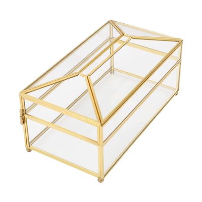 Rectangular Transparent Glass Tissue Box Holder, Type 2