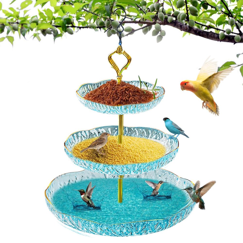 Outdoor Hanging Bird Bath, 3-Tier Garden Tray