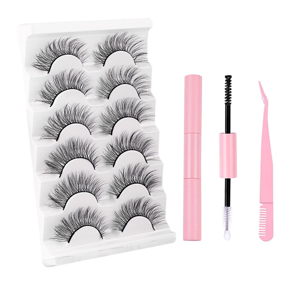 Reusable Cat-Eye False Eyelashes, Natural-Looking Faux Mink, 7 Pairs, B5510 [FGJSTB5509]